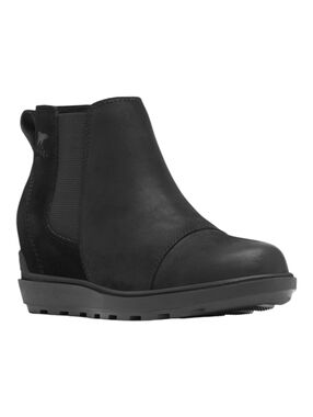 Sorel Leather Ankle Booties Leather Black Pull On Women's Size 8 Rubber Outsole